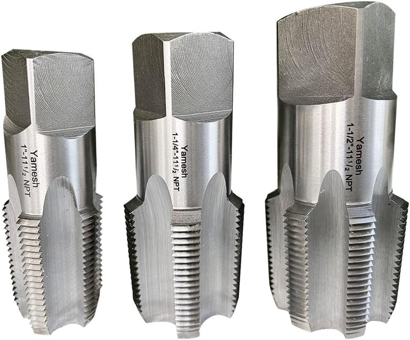 Yamesh NPT Pipe Tap Set Carbon Steel 1"-11 1/2 1-1/4"-11 1/2 1-1/2"-11 1/2 - Image 1